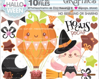 Halloween Clipart, Halloween Graphics, COMMERCIAL USE, Halloween Decor, Animal Clipart, Cat Clipart, Witch Clipart, Digital Clipart, Digital