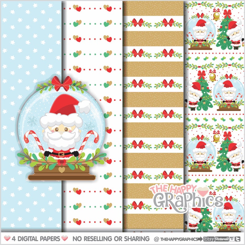 Christmas Digital Paper, Noel Pattern, Christmas Pattern, Printable Paper, Seasonal Paper, Scrapbook Digital Paper, Snow Globe, Snow Globe image 1