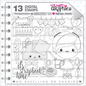 Craft Stamp, Scrapbook, Digi Stamp, Craft Tool Stamps, Digital Image, Boss Stamp, Back To School, Crafty Girl Stamp, Digital Stamp, Outline image 1