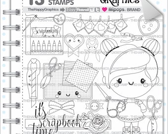 Craft Stamp, Scrapbook, Digi Stamp, Craft Tool Stamps, Digital Image, Boss Stamp, Back To School, Crafty Girl Stamp, Digital Stamp, Outline