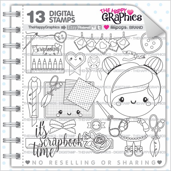 Craft Stamp, Scrapbook, Digi Stamp, Craft Tool Stamps, Digital Image, Boss Stamp, Back To School, Crafty Girl Stamp, Digital Stamp, Outline Il_570xn
