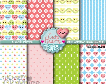 Heart Digital Paper, COMMERCIAL USE, Heart Pattern, Printable Paper, Valentine's Day Paper, Heart Party, Heart Celebration, Love