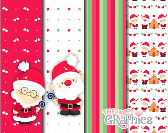 Christmas, Digital Papers, Cute, Printable, Digital, Seamless Paper, Seamless Pattern, Winter Paper, Winter Pattern, Png, Santa Paper, Santa