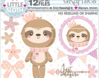 Sloth  Clipart, Sloth Graphics, Animal Clipart, COMMERCIAL USE, Animal Graphics, Nursery Art, Baby Clipart, Baby Shower Clipart, Baby Born