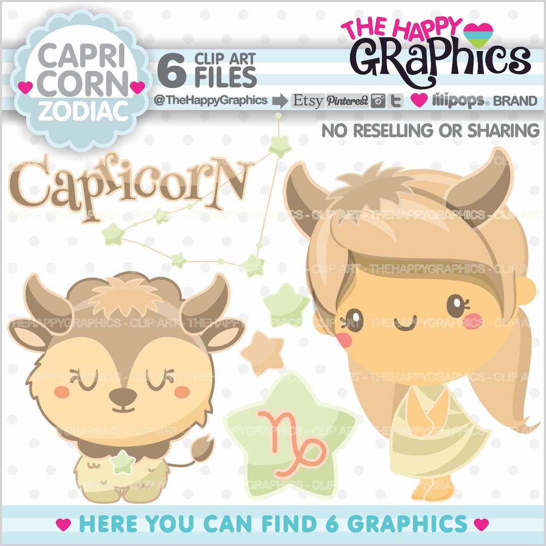 Capricorn Clipart, Capricorn Graphic, COMMERCIAL USE, Zodiac Clipart ...