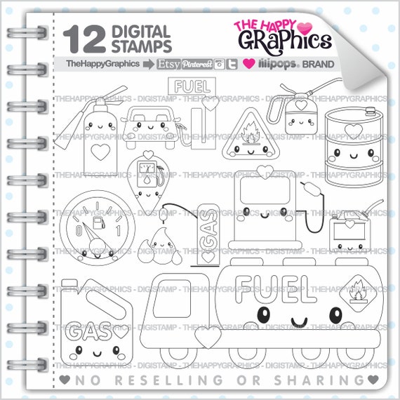 Gas Stamp, Commercial Use, Digi Stamp, Digital Image, Gas Digistamp, Gas Pump Digistamp, Gas Pump Stamp, Educational Graphics, Cute Il_570xn