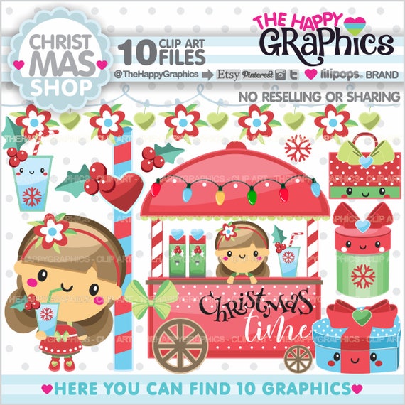 Christmas Clipart, Christmas Graphics, COMMERCIAL USE, Christmas Party, Shopping Graphics, Shopping Clip Art, Shopping Girl, Store Il_570xn