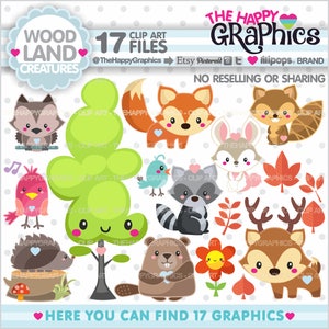 Woodland Clipart, Woodland Graphic, COMMERCIAL USE, Forest Animal Clipart, Fox Clipart, Fox Graphic, Woodland Creatures, Animal Clipart, Png image 1