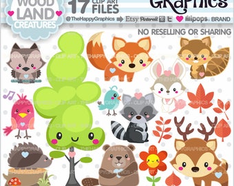 Woodland Clipart, Woodland Graphic, COMMERCIAL USE, Forest Animal Clipart, Fox Clipart, Fox Graphic, Woodland Creatures, Animal Clipart, Png