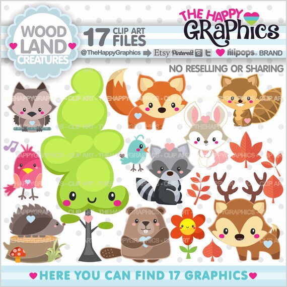Woodland Clipart, Woodland Graphic, COMMERCIAL USE, Forest Animal Clipart, Fox Clipart, Fox Graphic, Woodland Creatures, Animal Clipart, Png Il_570xn