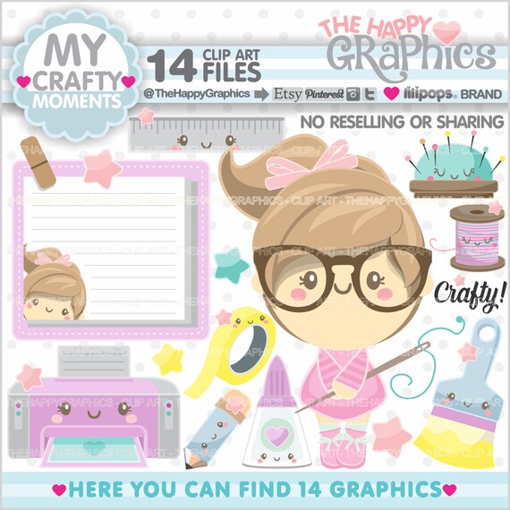 Crafty Girl, Clipart, Girl Graphic, COMMERCIAL USE, Scrapbook Girl Clipart, Scrapbooking Clipart, Craft Tools, Craft Supplies, Handmade Il_570xn