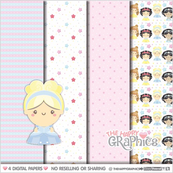 Princess Digital Paper, Princess Printable Paper, Princess Pattern, COMMERCIAL USE, Princess Paper, Fairy Tale Pattern, Princess Party Il_570xn