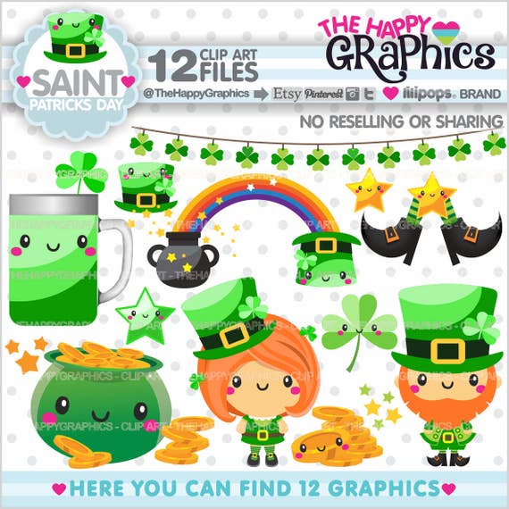 St. Patricks Day Clipart, Saint Patricks Day Clipart, COMMERCIAL USE, St. Patricks Day Graphics, Planner Accessories, Party Il_570xn