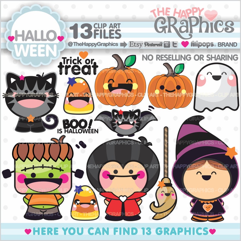 Halloween Clipart, Halloween Graphics, COMMERCIAL USE, Halloween Party, Candy Corn Graphic, Pumpkin Clipart, Witch Clipart, Frankenstein image 1