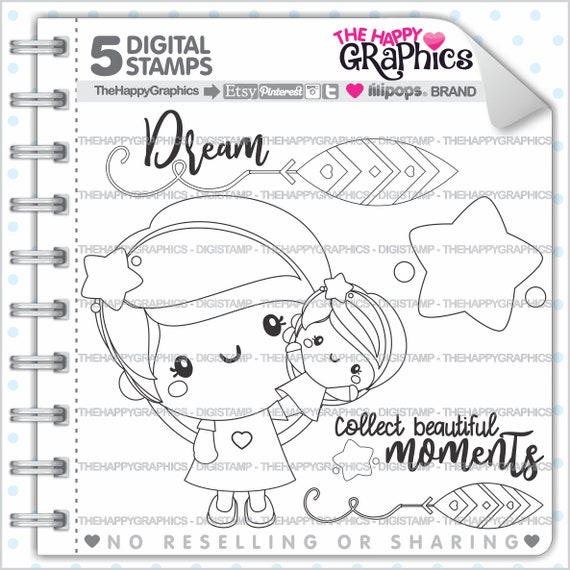 Girl Stamp, Commercial Use, Digi Stamp, Digital Image, Girl Digistamp, Doll Digital Stamp, Doll Digistamp, Dolly Digistamp, Cute Il_570xn