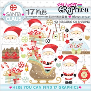 Santa Claus Clipart, Christmas Clipart, COMMERCIAL USE, Noel Clipart, Noel Graphics, Christmas Clip Art, Santa Claus Clip Art, Christmas image 1