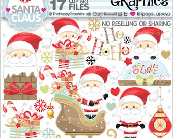Santa Claus Clipart, Christmas Clipart, COMMERCIAL USE, Noel Clipart, Noel Graphics, Christmas Clip Art, Santa Claus Clip Art, Christmas