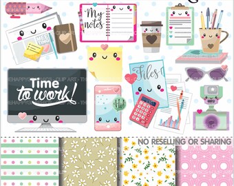 Office Stuff Clipart, Office Stuff Graphics, COMMERCIAL USE, Office Supplies, Planner Accessories, Office Things, Meeting