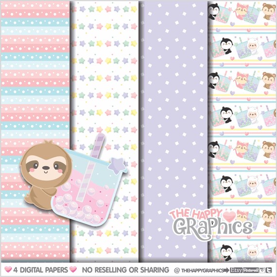 Bubble Tea Paper, Tea Digital Paper, COMMERCIAL USE, Beverage Paper, Scrapbook Digital Paper, Printable Paper, Tea Party, Digital Papers Il_570xn