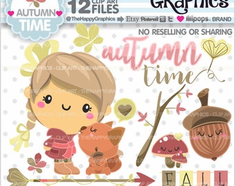 Autumn Clipart, Autumn Graphics, COMMERCIAL USE, Planner Accessories, Autumn Party, Squirrel Graphic, Fall Clipart, Leave Clipart, Printable