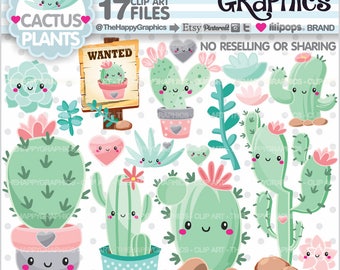 Imágenes Prediseñadas de cactus, gráficos de cactus, uso comercial, accesorios de planificador, imágenes prediseñadas de plantas, imágenes prediseñadas suculentas, imágenes prediseñadas de cactus, gráficos, digitales