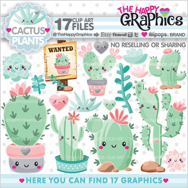 Cactus Clipart, Cactus Graphics, COMMERCIAL USE, Planner Accessories, Plant Cliparts, Succulent Cliparts, Cacti Cliparts, Graphics, Digital image 1