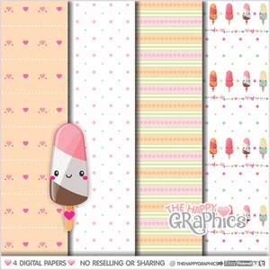 Popsicle, Digital Paper, Digital Pattern, Printable, Sweet Pattern, Sweet Digital Paper, Food Pattern, Summer Paper, Cute Paper, Pattern image 1