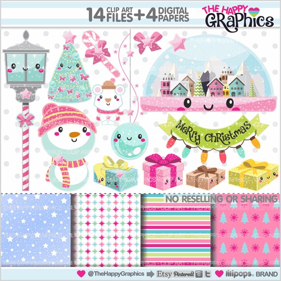 Christmas Clipart, Christmas Graphics, COMMERCIAL USE, Christmas Party, Planner Accessories, Winter Clipart, Pink Christmas Il_570xn