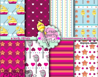 Ice Cream, Digital Paper, COMMERCIAL USE, Ice Cream Pattern, Printable Paper, Ice Cream Paper, Ice Cream Party, Ice Cream, Sweet