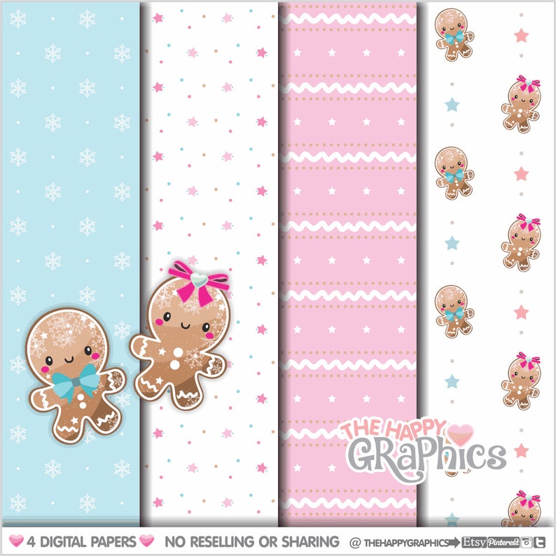 Gingerbread Digital Papers Gingerbread Pattern COMMERCIAL image 1