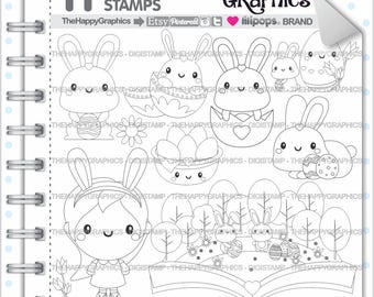 Rabbit Stamps, Commercial Use, Digi Stamp, Digital Image, Rabbit Digistamp, Coloring Page, Easter Stamps, Easter Digital Stamps, Egg