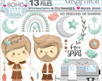 Boho Clipart, Boho Graphics, Hippie Clipart, Hippy Clipart, Hippie Graphics, Hippie Party, Boho Party, Hippie Van Clipart, Bohemian Clipart