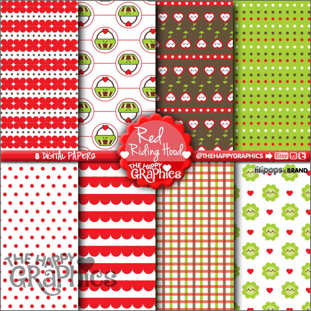 Red Riding Hood, Digital Paper, COMMERCIAL USE, Printable Paper ...