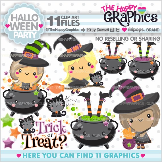 Halloween Clipart, Halloween Graphic, COMMERCIAL USE, Halloween Party, Halloween Witch, Halloween Celebration, Halloween Witch, Witch Il_570xn