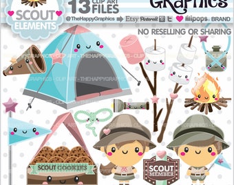 Scout Clipart, Scout Graphic, COMMERCIAL USE, Planner Accessories, Scout Clip Arts, Scout Party, Camping Clipart, Camping