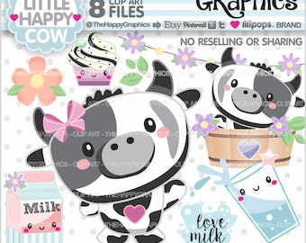 Cow Clipart, Cow Graphic, COMMERCIAL USE, Cow Party, Planner Accessories, Animal Clipart, Farm Clipart, Milk Clip Art, Farm, Cute, Digital