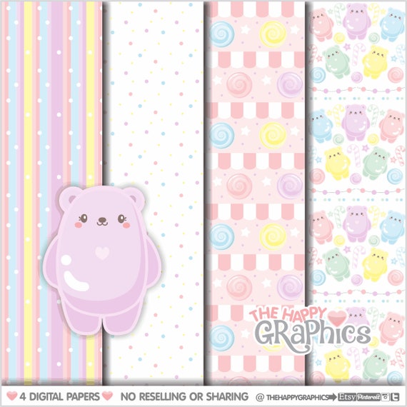 Gummy Bear Digital Paper, Bear Digital Paper, COMMERCIAL USE, Gummie Bear Paper, Animal Digital Paper, Baby Clipart, Gummy Bear Pattern Il_570xn