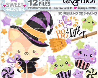 Halloween Clipart, Halloween Graphics, COMMERCIAL USE, Halloween Decor, Animal Clipart, Fox Clipart, Cupcake Clipart, Digital Clipart