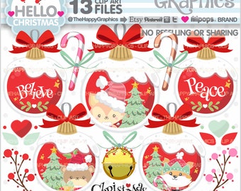 Christmas Ball Clipart, Christmas Ball Graphics, COMMERCIAL USE, Christmas Clipart, Christmas Balls, Christmas Ornament Cliparts, Cute