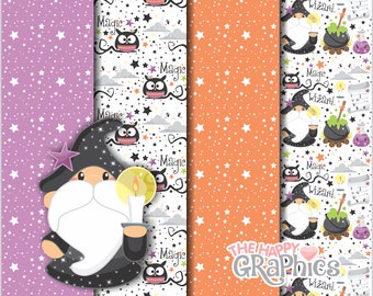 Halloween, Digital Paper, Halloween Pattern, Wizard, Digital Pattern, Cute Halloween, Printable, Seamless Pattern, Seamless Paper, Boo