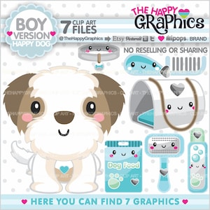 Dog Clipart, Dog Graphic, Commercial Use, Dog Party, Planner Accessories, Shih Tzu Graphic, ShihTzu Clipart, Cute Pet, Pet Clipart, Puppy image 1