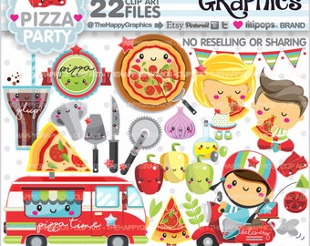 Pizza Clipart, Pizza Graphic, COMMERCIAL USE, Pizza Party, Food Clipart, Pizza Truck Clipart, Pizza Clip Art, Clipart de livraison, Kids Clipart