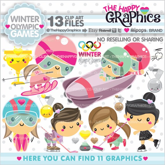 Winter Clipart, Winter Graphic, COMMERCIAL USE, Winter Olympic Games, Sport Clipart, Olympic Games, Ice Sport, Snow Sport, Skiing Il_570xn