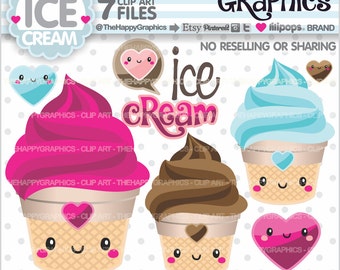 Ice Cream Clipart, Ice Cream Graphic, COMMERCIAL USE, Ice Cream Party, Summer Clipart, Planner Accessories, Food Clipart, Sweet Cliparts