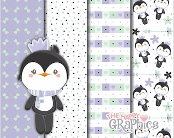 Penguin Digital Paper, Penguin Pattern, COMMERCIAL USE, Digital Paper, Animal Pattern, Animal Digital Paper, Printable Paper, Baby Pattern