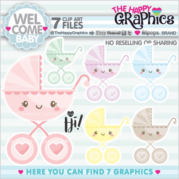 Baby Stroller Clipart, Baby Stroller Graphic, COMMERCIAL USE, Child Carrier Clipart, Welcome Baby Clipart,Nursery Clipart, Nursery Clip Art