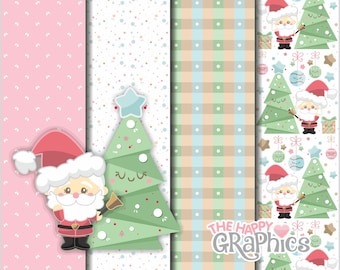 Christmas Digital Papers, Noel Patterns, COMMERCIAL USE, Christmas Patterns, Seasonal Papers, Scrapbook Digital Papers, Santa Claus Patterns