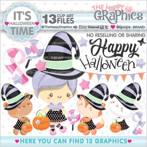 Halloween Clip Art, Witch Clip Art, COMMERCIAL USE, Halloween Graphics, Witch Graphics, Pumpkin Clipart, Candy Cane Clipart, Halloween Party image 1