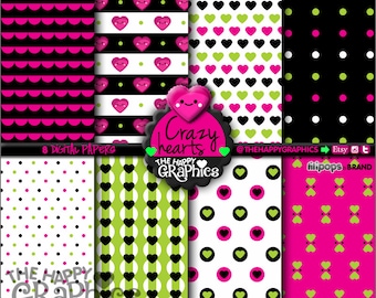 Heart Digital Paper, COMMERCIAL USE, Heart Pattern, Printable Paper, Valentine's Day Paper, Heart Party, Heart Celebration