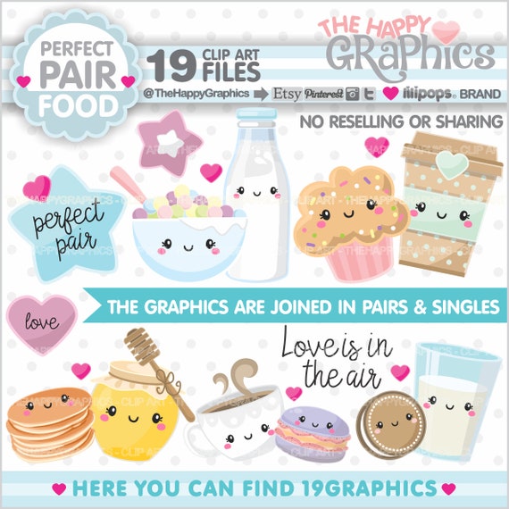 Valentine Clipart, Valentine Graphic, COMMERCIAL USE, Perfect Pair, Food Duos, Perfect Together, Food Pairings, Perfect Food Pair, Love Il_570xn